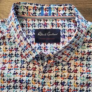 Robert Graham Button Down Shirt Men's Size 1X LT Short Sleeve Colorful